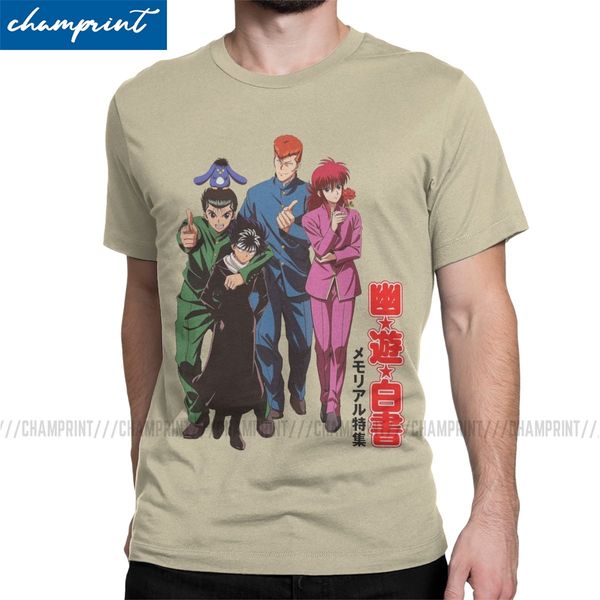 

men yu yu hakusho 25th anniversary t shirts yusuke kurama anime leisure short sleeve round collar tee shirt t-shirts