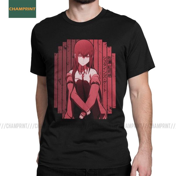 

men's t-shirts makise kurisu red steins gate t shirt anime cotton tee short sleeve kurisu okabe manga daru rintaro game