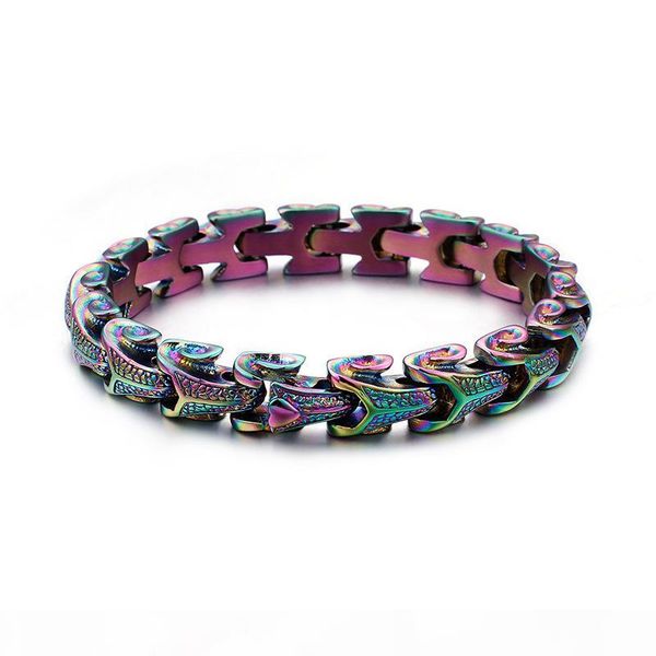 

hiphop cool gold rainbow black stainless steel dragon man bike bracelets for men punk rock keel mens bracelets & bangles jewelry