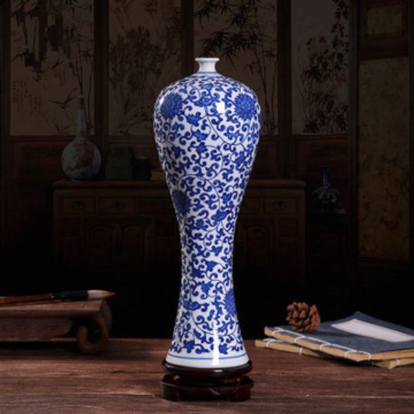 

blue and white porcelain vases interlocking lotus design ceramic vase home decoration jingdezhen beauty cracked glaze vase