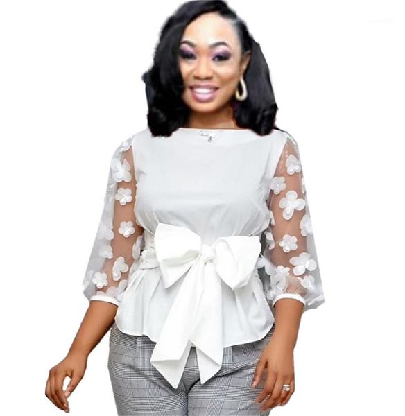 

clothing summer ladies fashion hook flower hollow solid color womens shirt plus size casual women, White