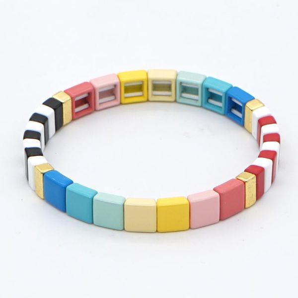 

shinus rainbow enamel tile bead bracelet for women bracelets bohemian jewelry gift pulseras mujer mode 2020 new popular, Golden;silver