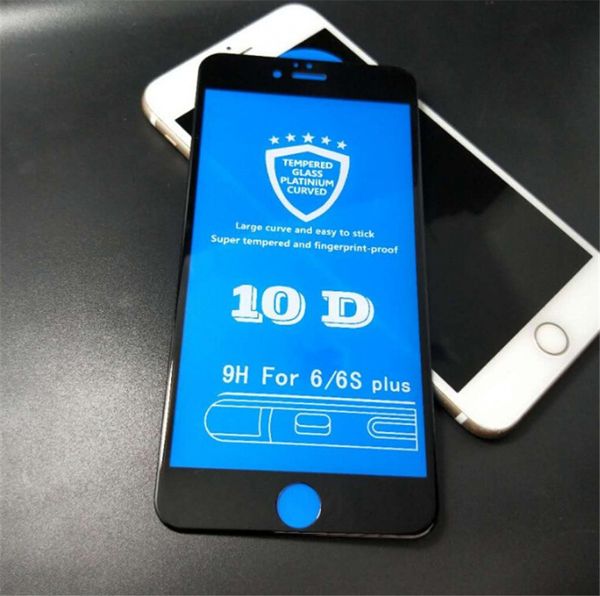 

100pcs 10d full cover screen protector 9h tempered glass carbon fiber screen protector for iphone x 6 6s 7 8 plus xs max new arrived
