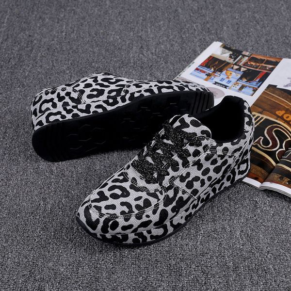 

women shoes fashion trend leopard print woman sneakers lace up internal increase female shoes zapatos de mujer chaussures femme, Black
