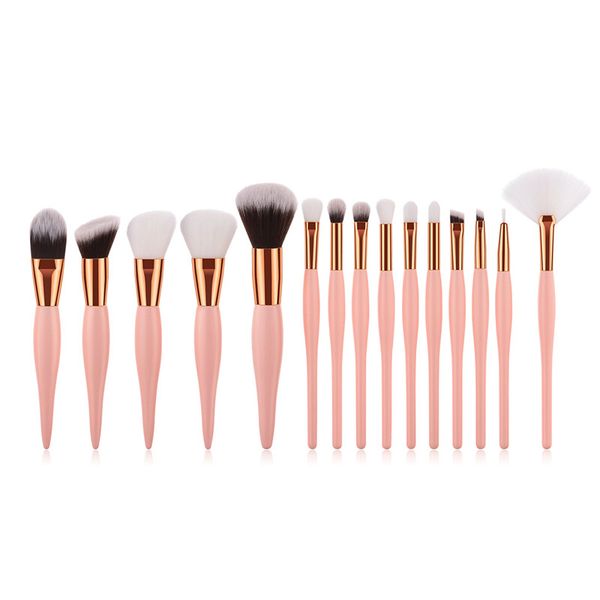 

15pcs/set makeup brushes kit pink gold handle soft synthetic hair professional for eyeshadow foundation brushes set t15011