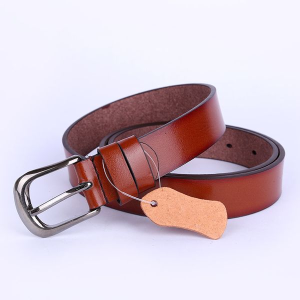 

hi-tie women's genuine leather fashion retro belt ladies metal double buckle new belt for jeans, Black;brown