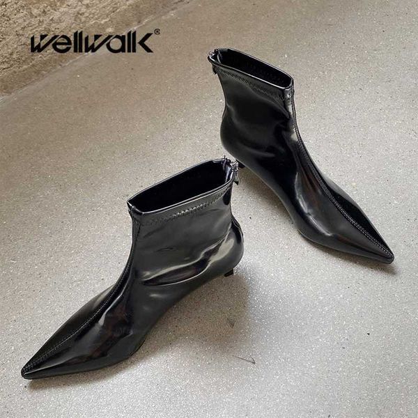 

brand new ankle boots women heels shoes pointed toe women's autumn boots female winter shoe woman chic style, Black