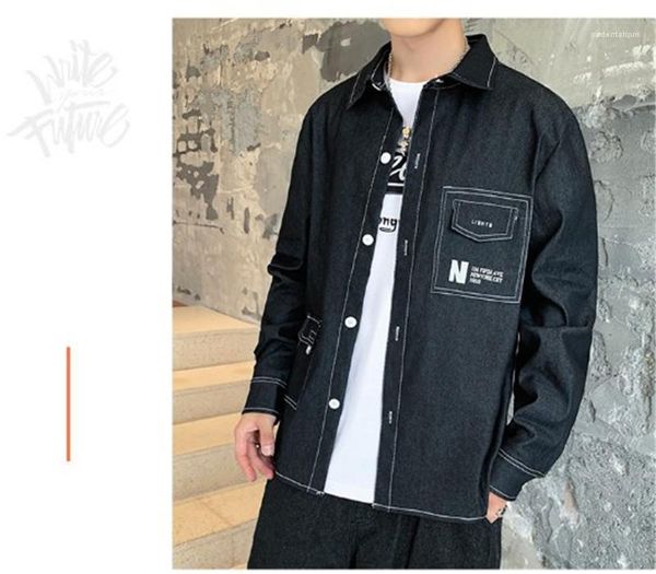 

long sleeve turn down collar shirts mens casual shirts designer letter fashion natural color single breasted shirts casual, White;black