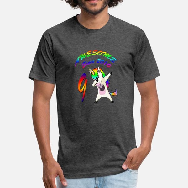 

2nd unicorn 9 year young awesome since 2010 t shirt men designs cotton round neck basic solid graphic funny casual spring outfit shirt