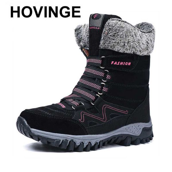 

hovingenew arrival winter snow boots fashion suede leather women warm ankle boots shoese013, Black