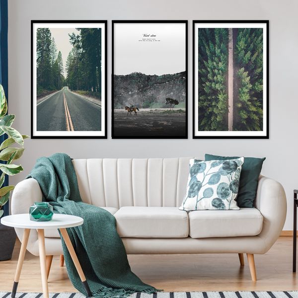 

mountain forest road travel picture wall art modern canvas painting nordic posters and print wall pictures for living room decor