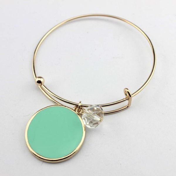 

new arrival enamel disc faceted glass beads charms adjustable bangles for women fasion bracelets blanks selling only, Black