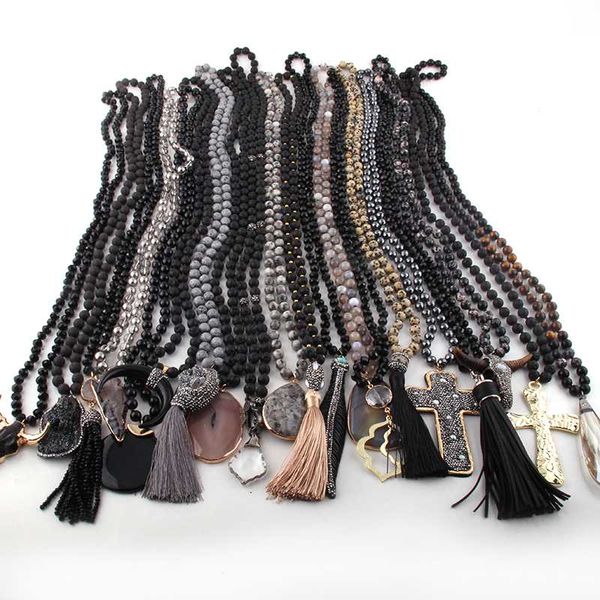 

wholesale fashion 20pc mix color black/gray necklace handmade women jewelry, Silver