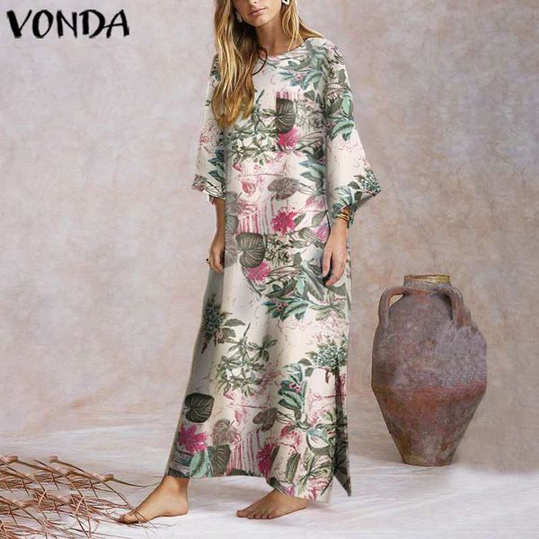 

2020 autumn summer dress plus size women maxi dress floral print dresses female vintage split vestidos elegant long sleeve robe, Black;gray