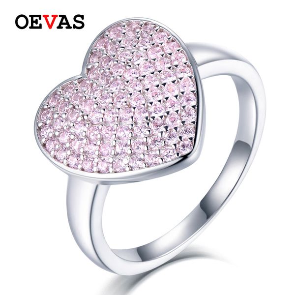 

oevas luxury 77 pieces pink zircon heart rings for women 100% 925 sterling silver wedding engagement party jewelry, Golden;silver