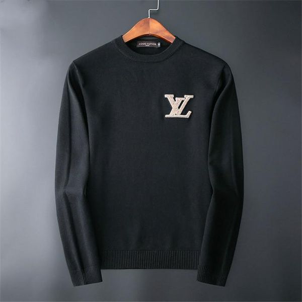 

wholesale new sweater pullover men sweatshirt letter embroidery knitwear winter mens clothing recreational keep warm swearshirt, White;black