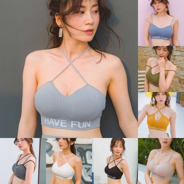 

yoga sports bra letter vest style beauty back without steel ring shockproof fitness bra, White;black