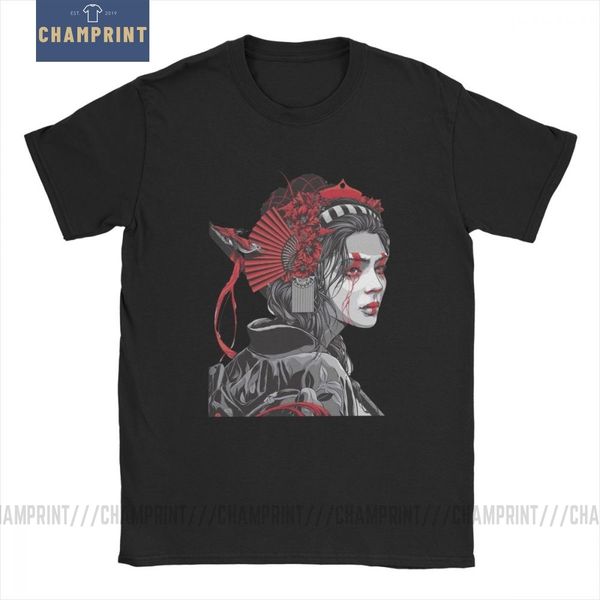 

female samurai t-shirt for men geisha japan tattoo cool tokyo beauty japanese novelty 100% cotton tees short sleeve t shirts
