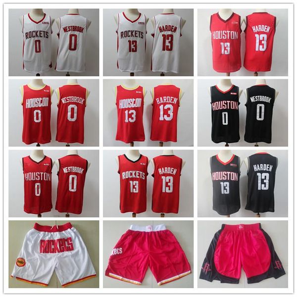 

mens houston rockets jersey throwback 13 james harden 0 russell westbrook red black white basketball jerseys basketball shorts red, Black;red