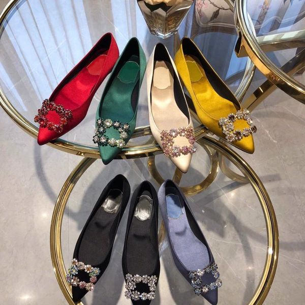 

net red bride wedding shoes women's satin rhinestone square buckle pointed red high heels women's stilettos 2020 new, Black