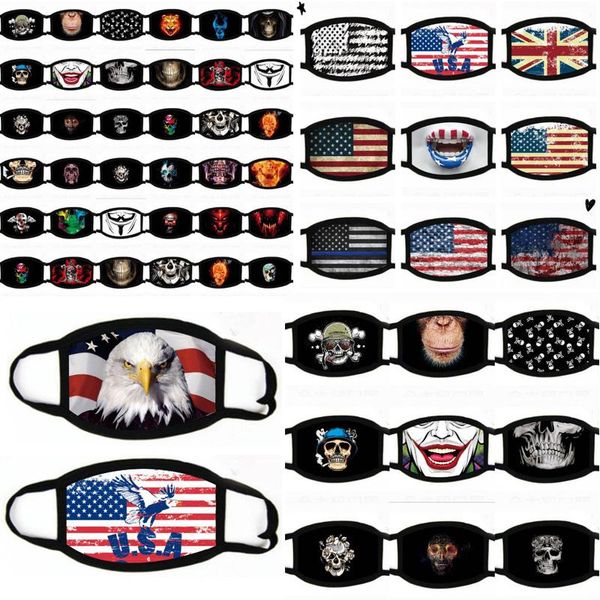 

america flag mask cartoon skull halloween party children fun cute protective cotton masks resuable breathable dhl fast shipping