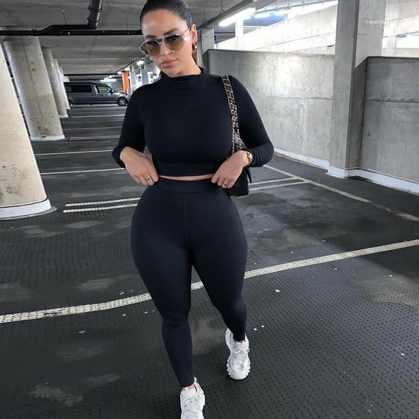 

women two piece outfits natural color womens tracksuits casual long sleeve crop capris pants women designer clothes, Gray