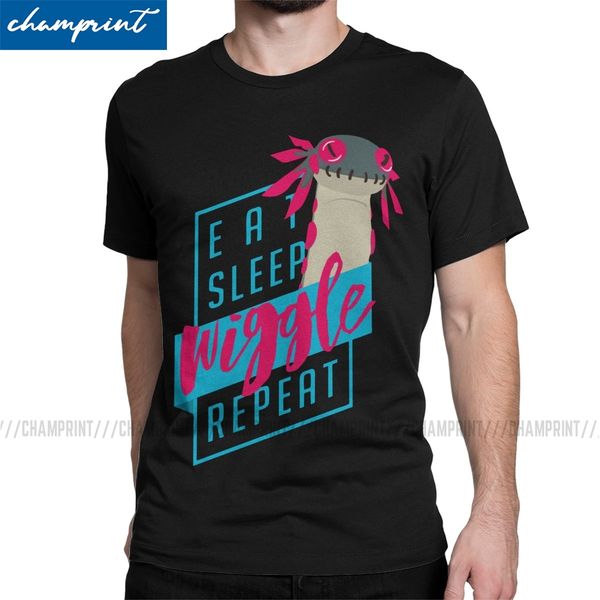 

men's t-shirts eat. sleep. wiggle. repeat. monster hunter world design unique tee shirt mhw game t shirt crew neck clothing