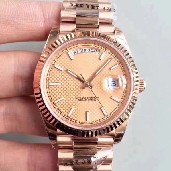 

ew produces 40mm men's watch 3255 with automatic mechanical movement and close bottom for men mechanical watches, Slivery;brown
