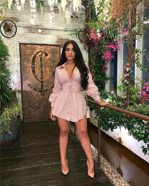 

clothing autumn womens designer shirt dress solid color lapel neck waist belt bandage dress fashion street style female, Black;gray