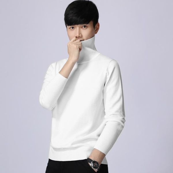 

factory direct sales autumn and winter backing turtleneck sweater male han edition men's warm sweater long-sleeved thickening, White;black
