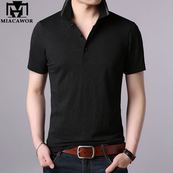 

miacawor 2020 new casual men fashion print shirts summer cotton short-sleeve homme male tees t705, White;black