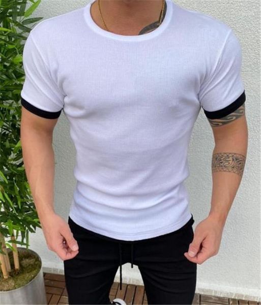 

tshirts panelled short sleeve tees crew neck natural color summer fashion tshirts mens clothes designer mens, White;black