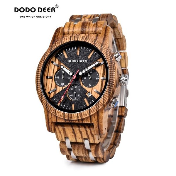 Dodo Deer Men's Watch Wood Watch Watch Homens Relógio Business Luxury Stop Relógio Cor Opcional com madeira de aço inoxidável C08 OEM T200815