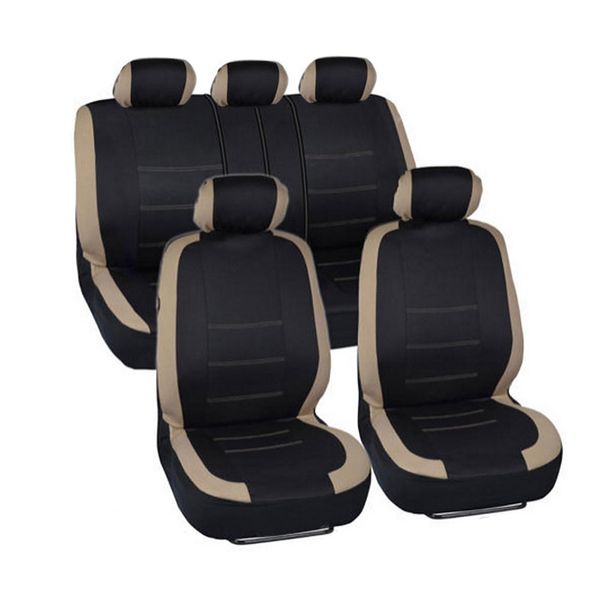 

winsun 9pcs general seasons 5 seats car seat covers set beige black