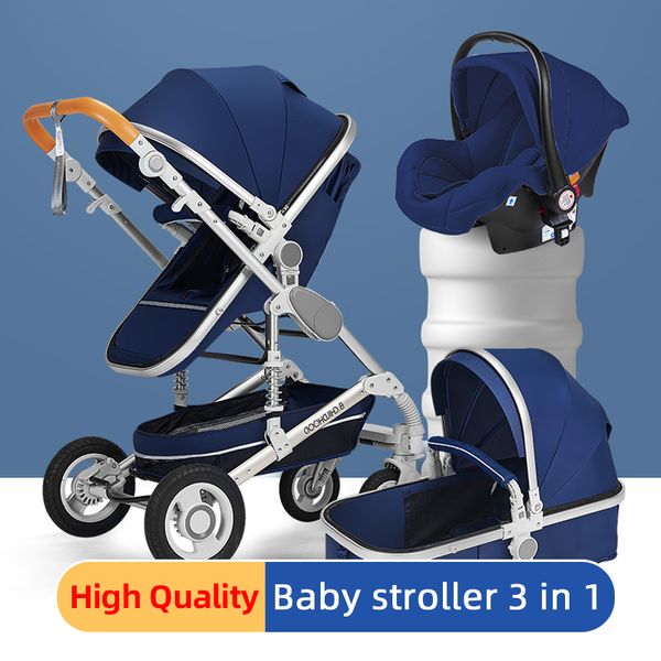 

high landscape baby stroller 3 in 1 with car seat folding baby carriage 0-3 years prams newborn pram