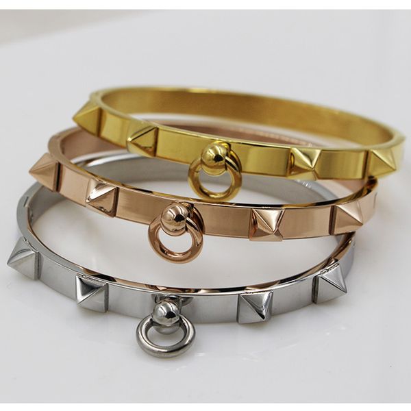 

Punk Bracelets for Women Bangle Four-point Rivet Bracelet Rose Gold Ladies Fashion Female Stainless Steel Jewelry