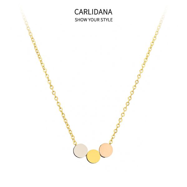 

pendant necklaces carlidana tricolor round necklace titanium steel gold-plated ins fashion version small circle clavicle chain female, Silver