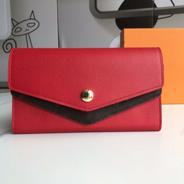 

fashion genuine leather women wallet long cowhide multiple cards holder clutch female purse standard wallets, Red;black