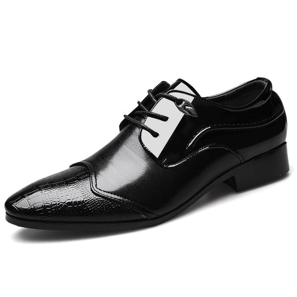 

dress shoes 2021 office men formal leather luxury fashion groom wedding oxford 38-48 pointed toe, Black