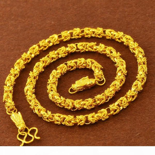 

hip hop necklace chain 18k yellow gold filled fashion mens necklace link chain statement jewelry 60cm long, Silver