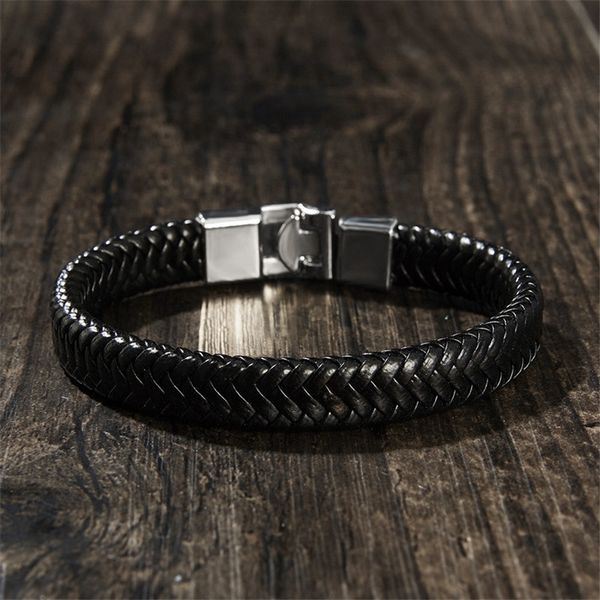 

tangyin leather bracelet punk style simple hook zinc alloy weave black bracelet men jewelry wristband pulseira, Red;blue