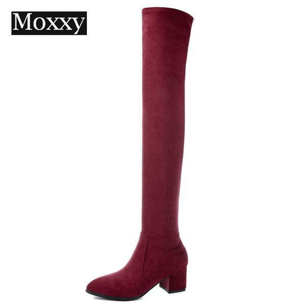 

boots 2021 winter women over the knee stretch fashion red black boot high heels plush fur shoes