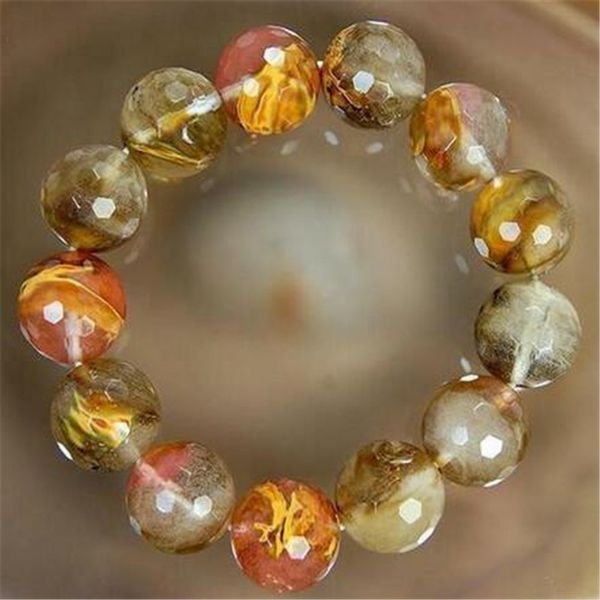 

bracelet de perles rondes Ã facettes en tourmaline pastÃ¨que 12mm, Black