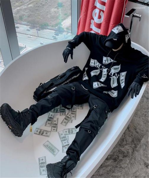 

доллар printed mens конструктора толстовка street style письмо вышивка негабаритного охладить с длинными рукавами с капюшоном толстовка мода, Black