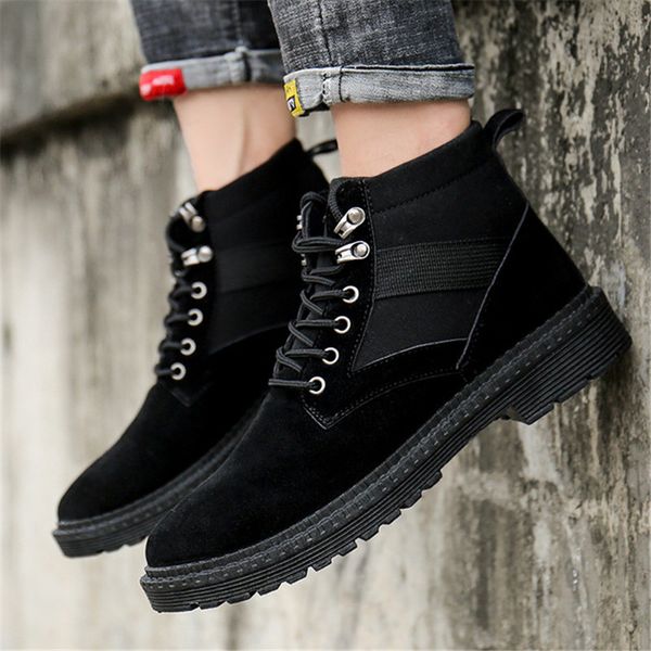 

boots 2021 brand men's snow winter plush warm motorcycle with non-slip ankle work shoes outdoor sneakers, Black