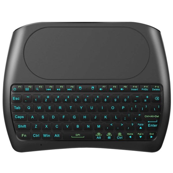 

backlight d8 pro i8 english russian spanish 2.4ghz wireless mini keyboard air mouse touchpad 7 color backlit for android tv box