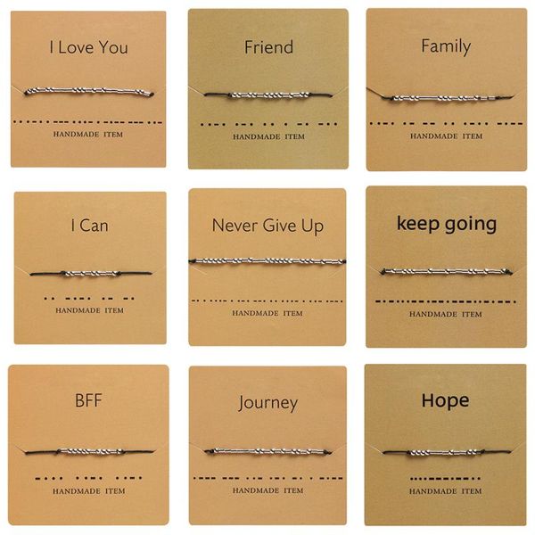 

morse code bracelet charm beads bracelets valentines friendship bracelet black string handmade adjustable gift women men jewelry, Golden;silver