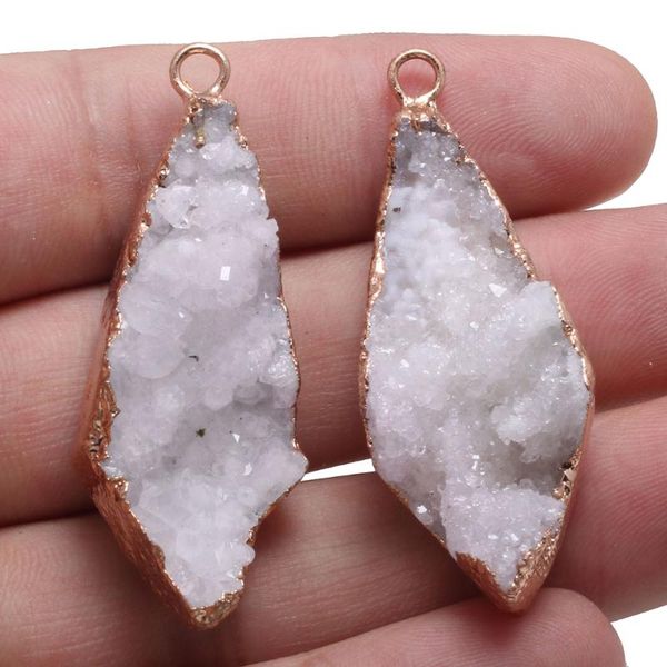 

1pcs natural stone white agates pendants charms geometry for women jewelry necklace bracelet earrings size 20x50mm, Bronze;silver