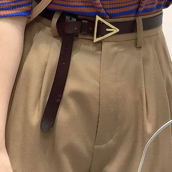 

waist belt triangle pin buckle decorative waistband pu leather thin belt metal buckle dress jeans waistbelts women dress01, Black;brown