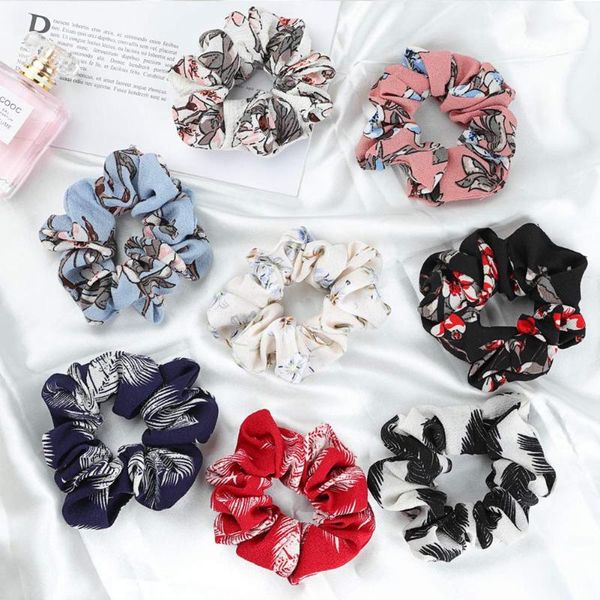 

hair straighteners 2021 16pcs mixed scrunchies flower chiffon ties ponytail holder for girls women, Black
